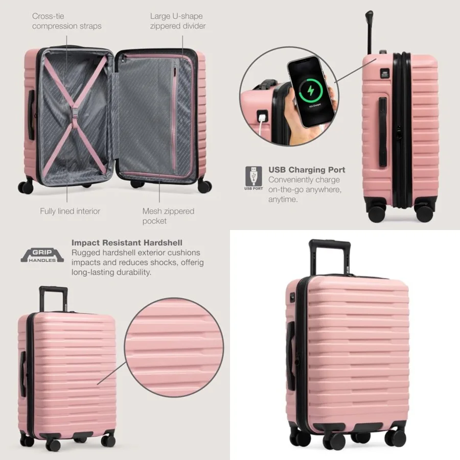 Boren Expandable Hardside Rugged Travel Luggage with 8 Spinner Wheels, Rose, Carry-on 22-Inch
Boren Expandable Hardside Rugged Travel Luggage with 8 Spinner Wheels, Rose, Carry-on 22-Inch