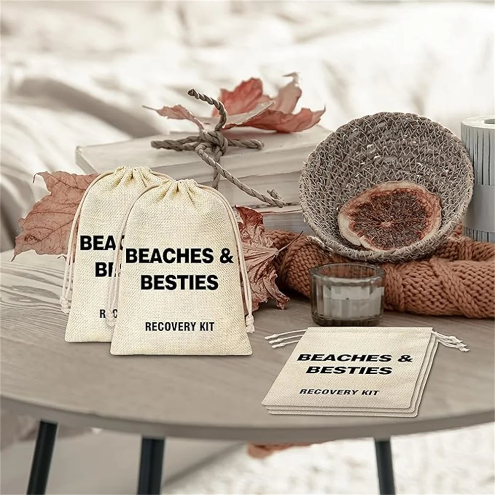 Hangover Kit Bags, Beaches & Besties Themed Survival Recovery Kit Bag With Drawstring, 5 Pcs Wedding Cotton Gift Bags, Beach Par
Hangover Kit Bags, Beaches & Besties Themed Survival Recovery Kit Bag With Drawstring, 5 Pcs Wedding Cotton Gift Bags, Beach Par