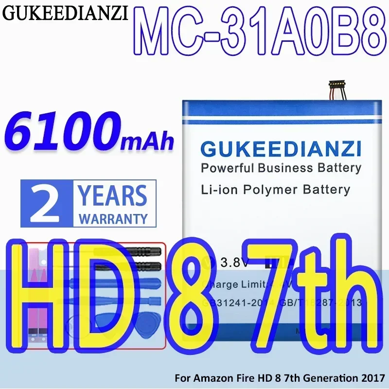 Аккумулятор GUKEEDIANZI большой емкости MC-31A0B8 6100 мАч для Amazon Fire HD 8 7-го поколения 2017 Release SX034QT, аккумуляторы для планшетов
Аккумулятор GUKEEDIANZI большой емкости MC-31A0B8 6100 мАч для Amazon Fire HD 8 7-го поколения 2017 Release SX034QT, аккумуляторы для планшетов