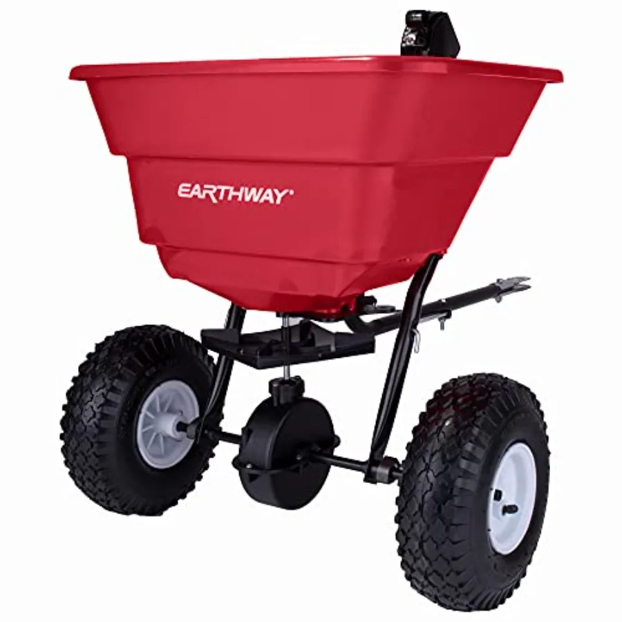 Lawn care application: heavy-duty steel frame, black finish, 80lb capacity with adjustable flow control for precise fertilizer
Lawn care application: heavy-duty steel frame, black finish, 80lb capacity with adjustable flow control for precise fertilizer