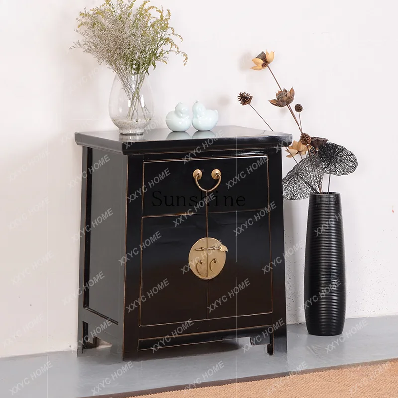 Modern Chinese black lacquer bedside storage/display cabinet shoe change stool telephone coffee table
Modern Chinese black lacquer bedside storage/display cabinet shoe change stool telephone coffee table