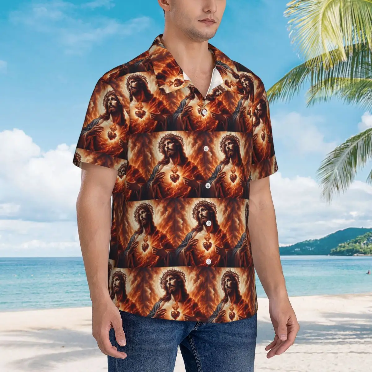 Jesus Christ Angelic Heart Religious Design With Roses & Gold Accents Hawaiian Shirts Men Short Sleeve Shirt Men's Lapel Tops
Jesus Christ Angelic Heart Religious Design With Roses & Gold Accents Hawaiian Shirts Men Short Sleeve Shirt Men's Lapel Tops