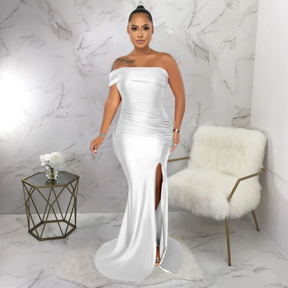 Elegant Solid Color Bodycon Dress Slim Fiting Camisole Dress Sexy Off Shoulder Wrapped Hip Split Side Slit Maxi Dress
Elegant Solid Color Bodycon Dress Slim Fiting Camisole Dress Sexy Off Shoulder Wrapped Hip Split Side Slit Maxi Dress