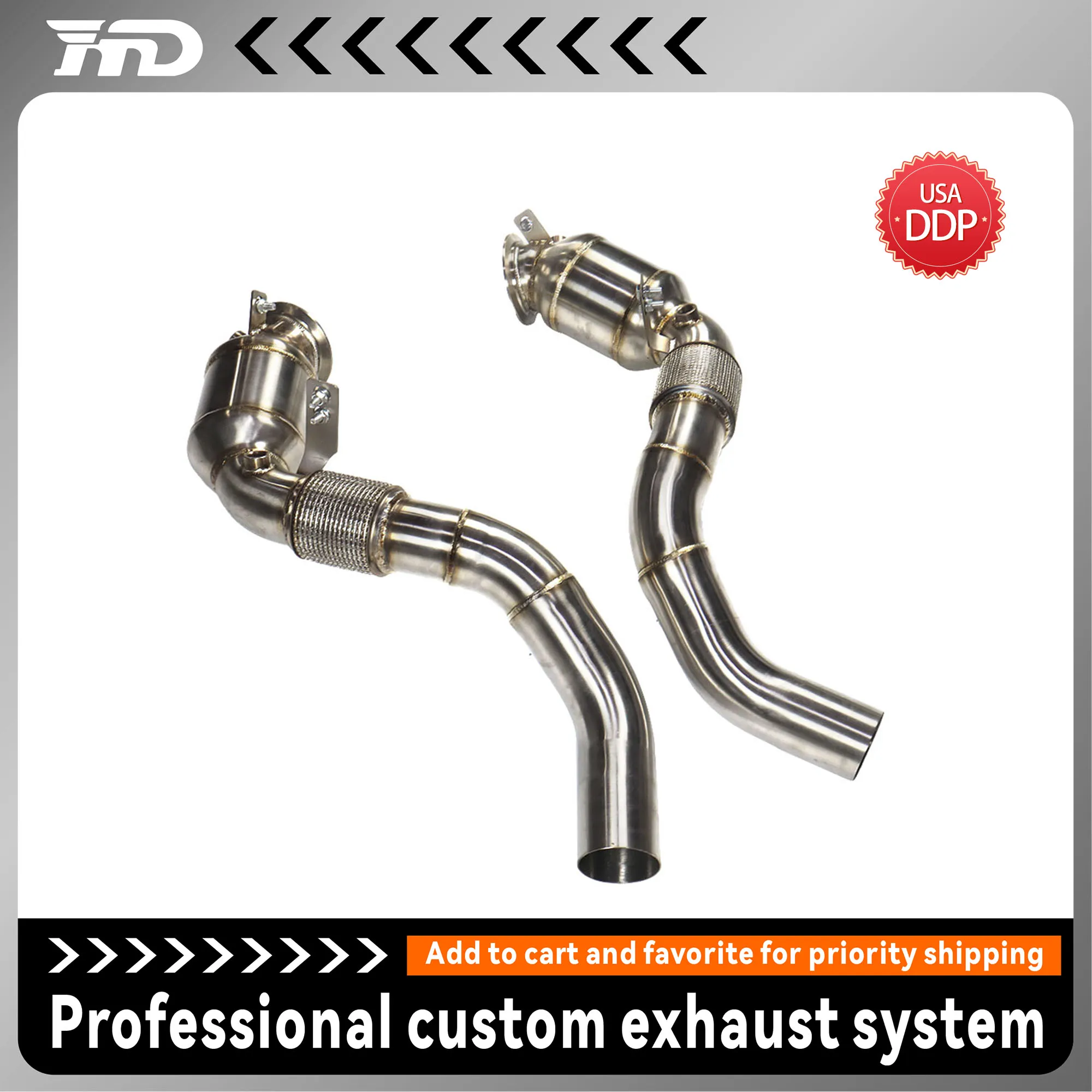 HMD exhaust system high flow down pipe for BMW 550i G30 engine without heat shield
HMD exhaust system high flow down pipe for BMW 550i G30 engine without heat shield