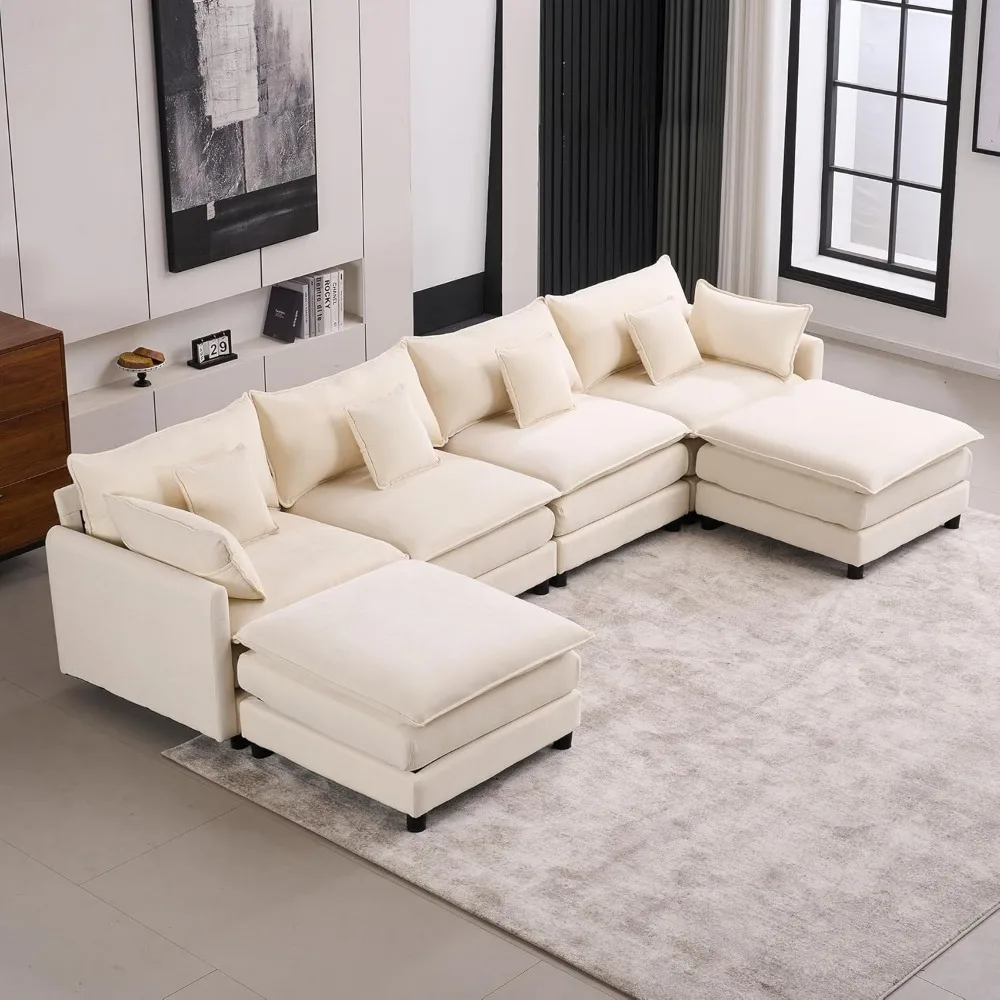 145" UShaped Sectional Cloud Couches for Living Room, Oversized Modern Modular Sofa with Movable Ottomans
145" UShaped Sectional Cloud Couches for Living Room, Oversized Modern Modular Sofa with Movable Ottomans