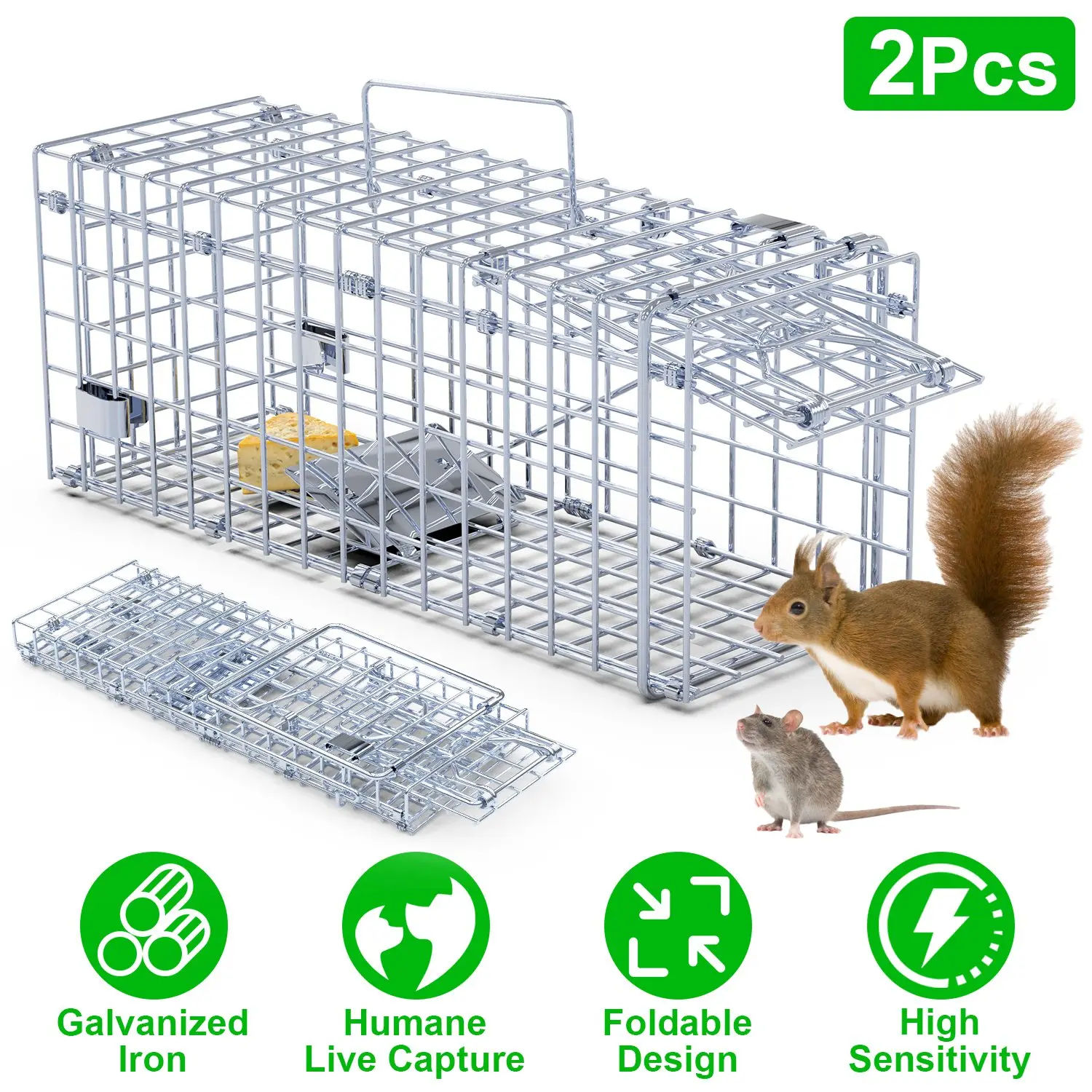 Humane Mousetrap - Instant Lock One-Way Door 2mm Galvanized Metal, Reusable Indoor and Outdoor Catcher
Humane Mousetrap - Instant Lock One-Way Door 2mm Galvanized Metal, Reusable Indoor and Outdoor Catcher