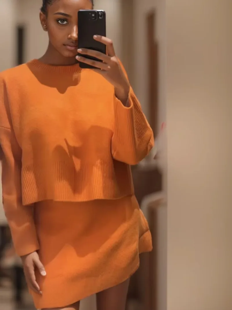 Spring Skirts Suit Women Clothing New Fashion Flat Needle Long Sleeve Knit Sweater Pullover Mini Skirts Women Two-piece Sets
Spring Skirts Suit Women Clothing New Fashion Flat Needle Long Sleeve Knit Sweater Pullover Mini Skirts Women Two-piece Sets