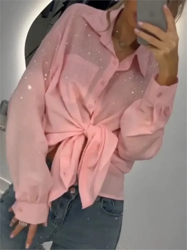 New Fashion Sequins Long Sleeve Shirts Women Summer Loose Solid Color Blouse Button Tops Spring Office Lady Shirt Clothing
New Fashion Sequins Long Sleeve Shirts Women Summer Loose Solid Color Blouse Button Tops Spring Office Lady Shirt Clothing