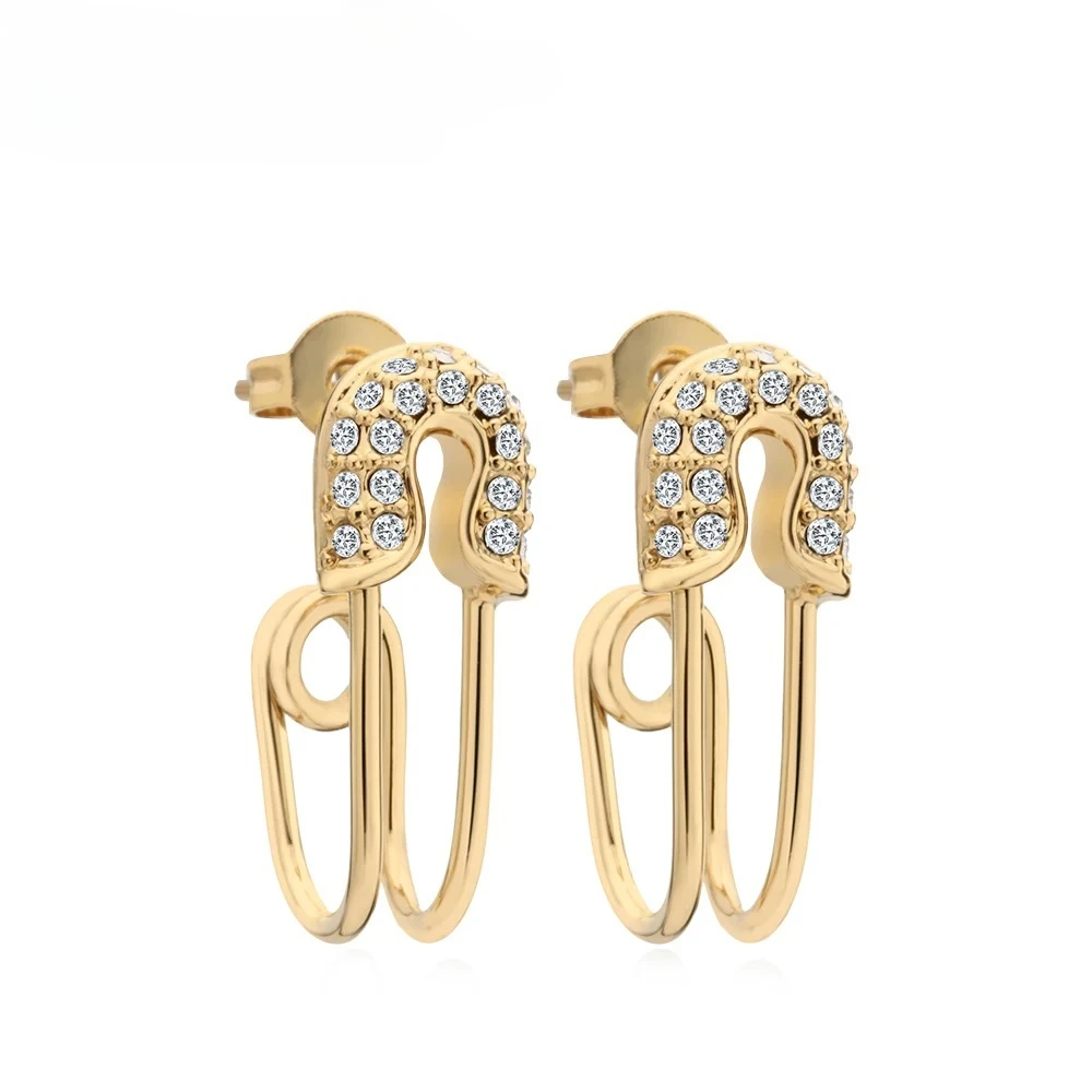 Curved Safety Pin Earrings Shining Crystal Dangle Earings Gold color Earrings For Women Jewelry Oorbellen Brincos
Curved Safety Pin Earrings Shining Crystal Dangle Earings Gold color Earrings For Women Jewelry Oorbellen Brincos
