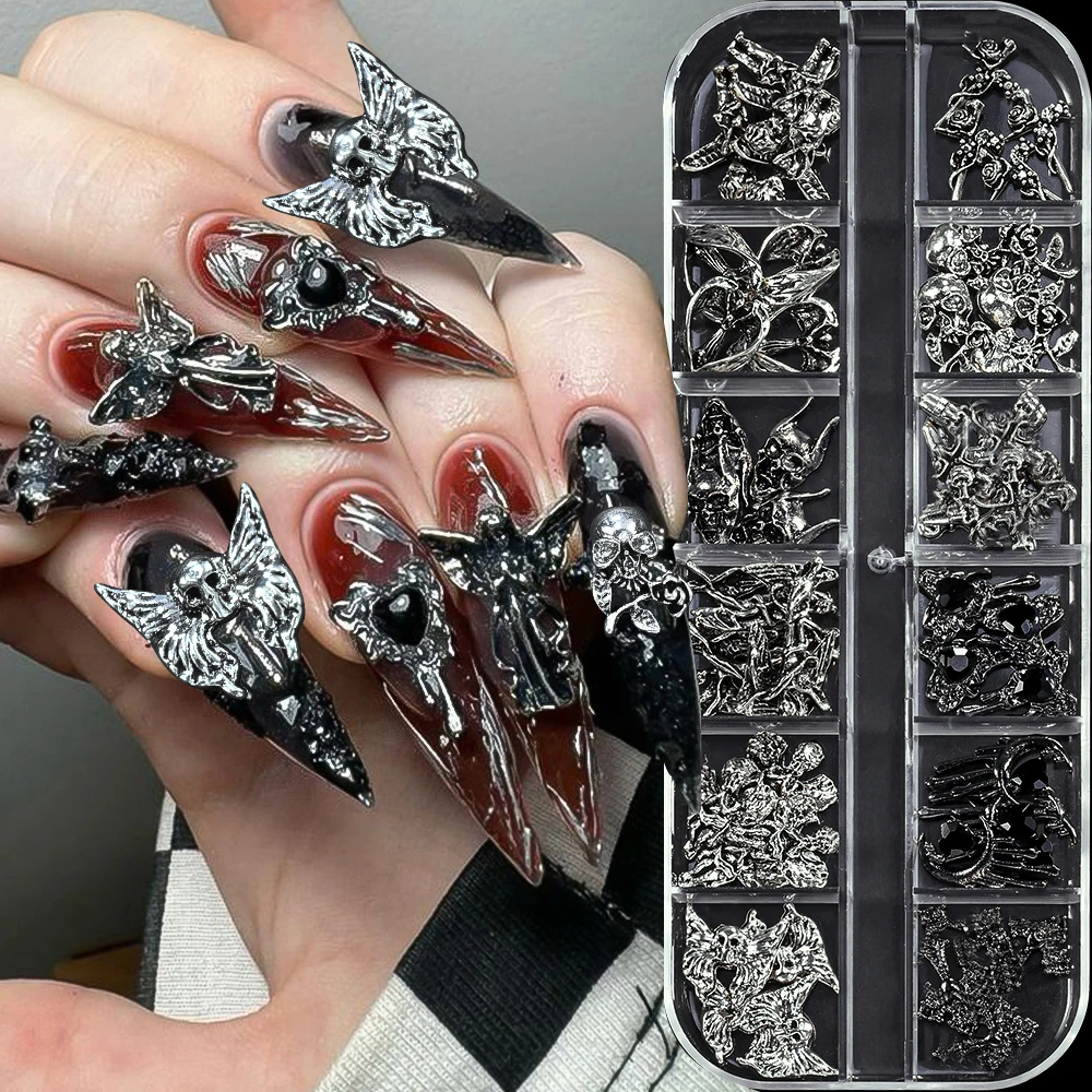 1Box 12Grids Vintage Cross Metal Heart Nail Jewelry 3D Butterfly Skull Head Baroque Angel Y2k Alloy Nail Charms Punk Nail Decora
1Box 12Grids Vintage Cross Metal Heart Nail Jewelry 3D Butterfly Skull Head Baroque Angel Y2k Alloy Nail Charms Punk Nail Decora