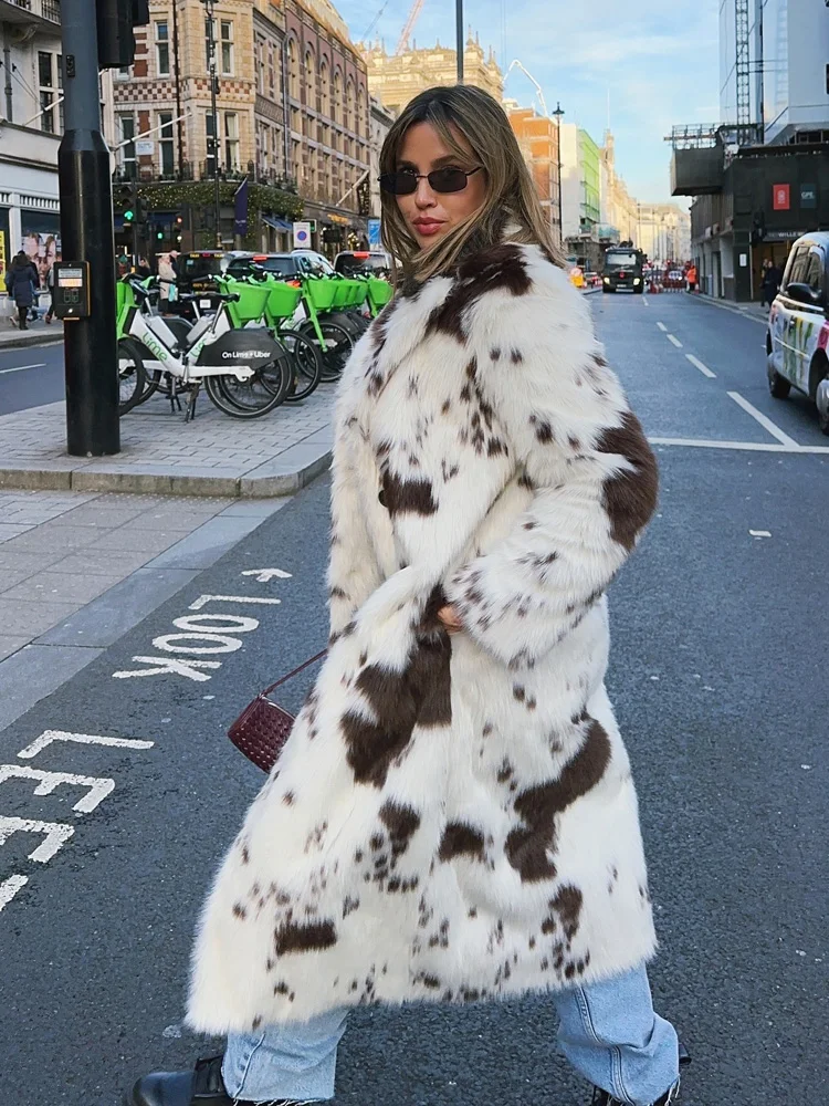 TRAFZA Winter Woman Warm Thick Casual Animal Print Faux Fur Long Coats Elegant Women Long Sleeve Lapel Single Breasted Jackets
TRAFZA Winter Woman Warm Thick Casual Animal Print Faux Fur Long Coats Elegant Women Long Sleeve Lapel Single Breasted Jackets