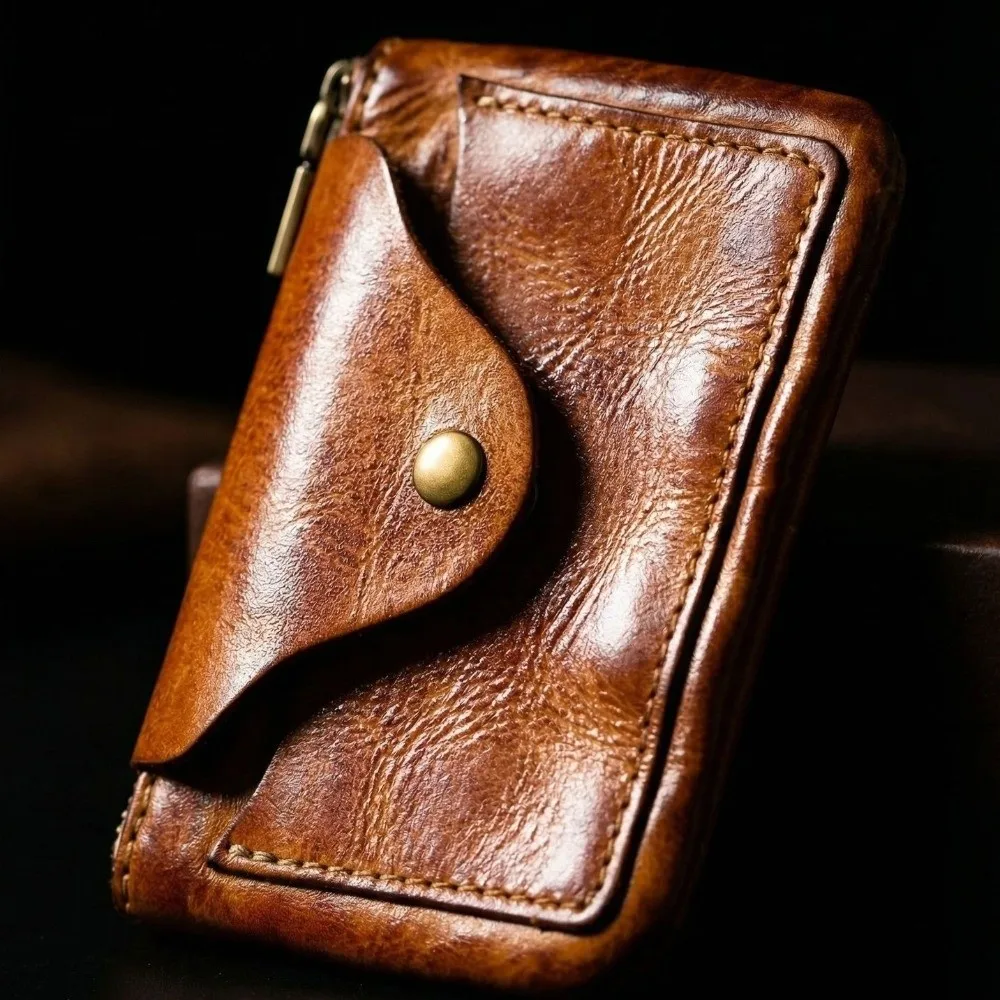 Portable Vintage Leather Wallet Zipper Snap Closure Small Coin Purse Solid Color Credit Card Holder Travel
Portable Vintage Leather Wallet Zipper Snap Closure Small Coin Purse Solid Color Credit Card Holder Travel