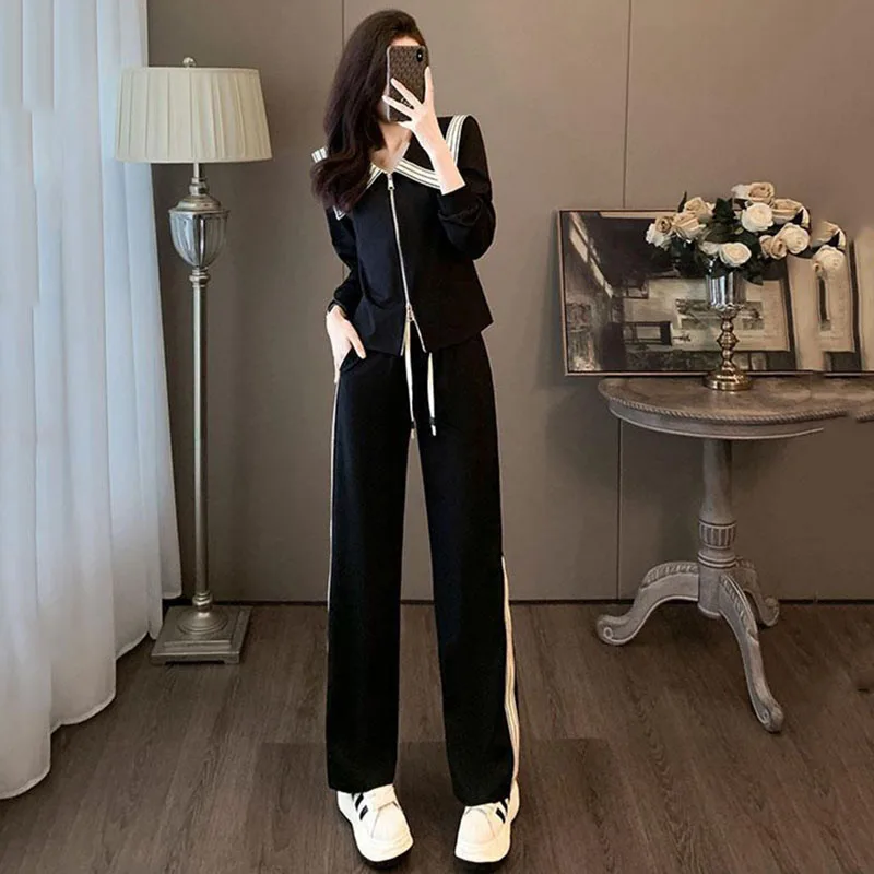 Street Leisure Fashion Sports Suit Women's Summer Fashion Age-reducing navy collar short-sleeved wide-leg Casual Set Sport Suit
Street Leisure Fashion Sports Suit Women's Summer Fashion Age-reducing navy collar short-sleeved wide-leg Casual Set Sport Suit
