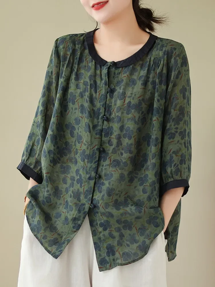 Women Casual Shirt New Arrival 2025 Summer Vintage Style O-neck Floral Print Loose Comfortable Female Tops Shirts
Women Casual Shirt New Arrival 2025 Summer Vintage Style O-neck Floral Print Loose Comfortable Female Tops Shirts