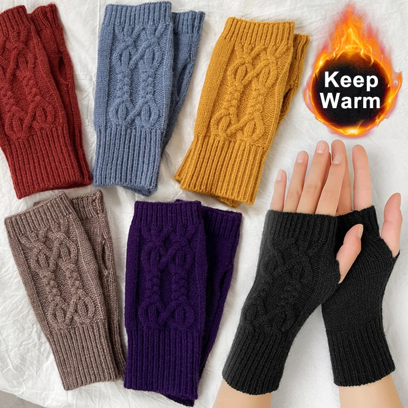 Winter Warm Fingerless Knitted Gloves for Women Solid Color Stretch Office Mittens Student Outdoor Fashion Half Gloves Bracers
Winter Warm Fingerless Knitted Gloves for Women Solid Color Stretch Office Mittens Student Outdoor Fashion Half Gloves Bracers