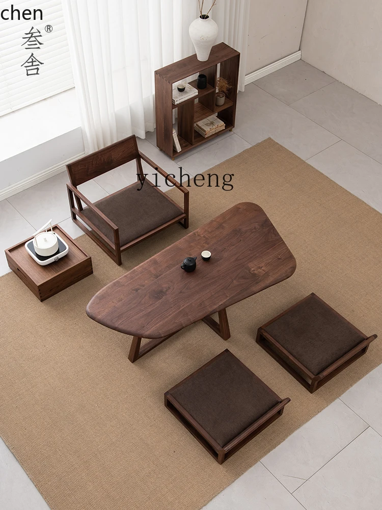 PYH Zen tea table black walnut solid wood tatami short kang table special-shaped modern simple small tea table
PYH Zen tea table black walnut solid wood tatami short kang table special-shaped modern simple small tea table