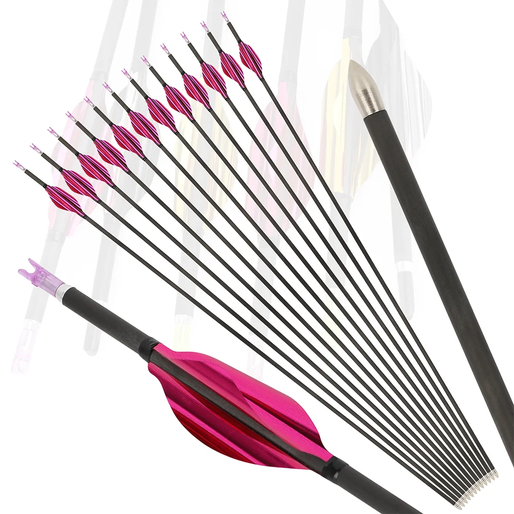 6/12pcs 30 Inch Pure Carbon Arrows SP600/1000 ID4.2mm OD5.4mm Shaft 1.8" Spiral Vanes for Archery Target Practice Hunting
6/12pcs 30 Inch Pure Carbon Arrows SP600/1000 ID4.2mm OD5.4mm Shaft 1.8" Spiral Vanes for Archery Target Practice Hunting