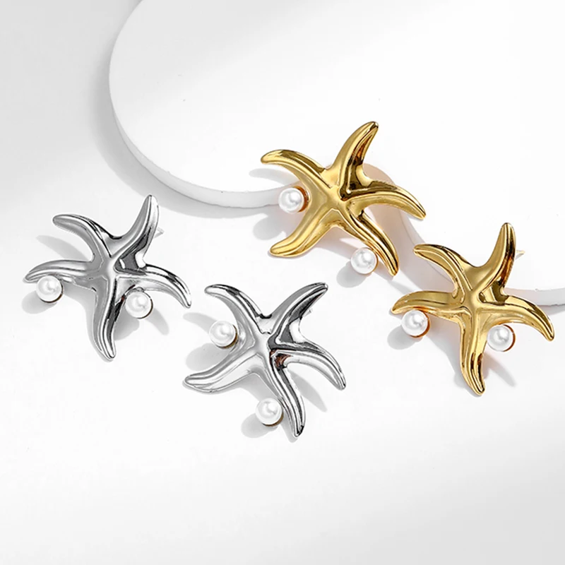 PAPERPLUS | Stainless Steel Starfish Pearl Earring for Women. Ocean Wind Vintage Jewelry. 1Pair. Fashion
PAPERPLUS | Stainless Steel Starfish Pearl Earring for Women. Ocean Wind Vintage Jewelry. 1Pair. Fashion