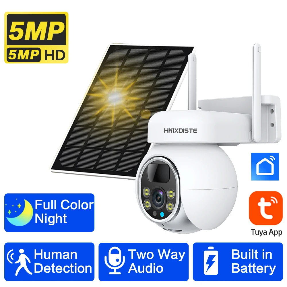 5MP Wifi Solar CCTV Video Surveillance Camera Outdoor Waterproof PIR Detection Wireless PTZ Security Camera Color Night Vision
5MP Wifi Solar CCTV Video Surveillance Camera Outdoor Waterproof PIR Detection Wireless PTZ Security Camera Color Night Vision