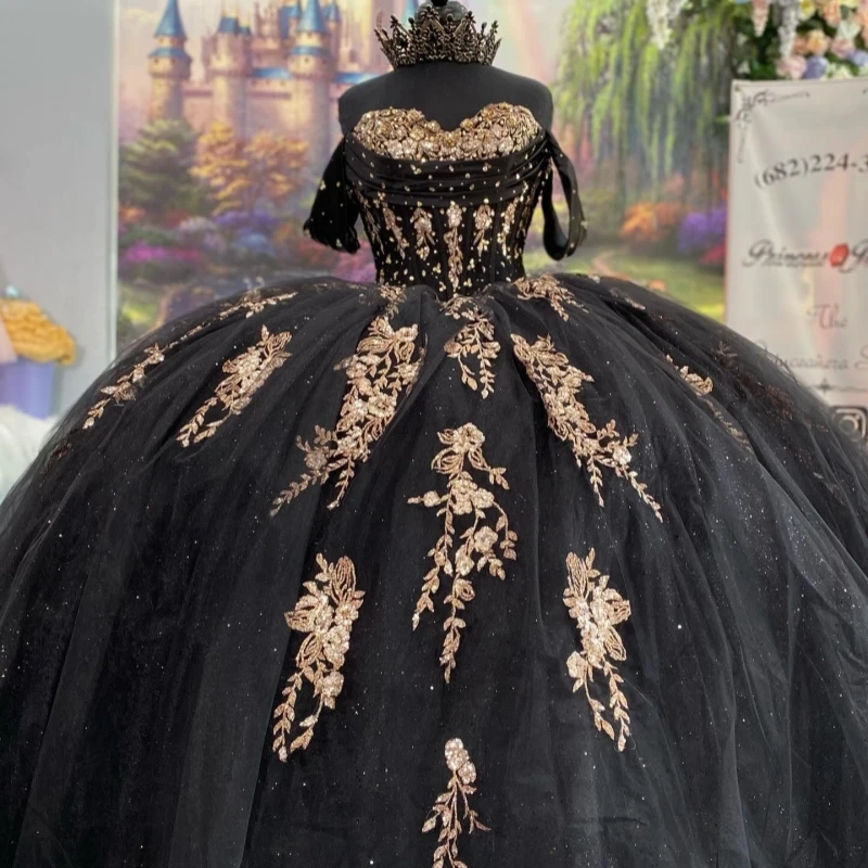 Black Shiny Princess Sweet 16 Dress Quinceanera Dresses Applique Beads Bow Tull Party Birthday Vestido De 15 Anos Ball Gowns
Black Shiny Princess Sweet 16 Dress Quinceanera Dresses Applique Beads Bow Tull Party Birthday Vestido De 15 Anos Ball Gowns