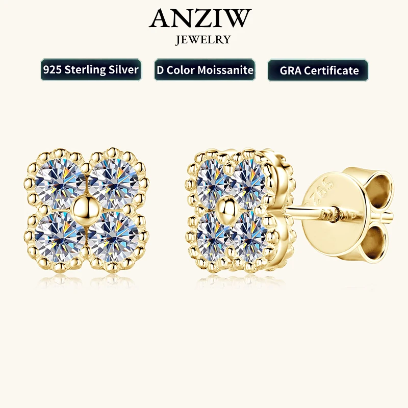 2025 Trendy Four Clover Moissanite Stud Earrings 925 Sterling Silver Flower Piercing Ear Jewelry for Women 3mm Lab Diamond Gifts
2025 Trendy Four Clover Moissanite Stud Earrings 925 Sterling Silver Flower Piercing Ear Jewelry for Women 3mm Lab Diamond Gifts