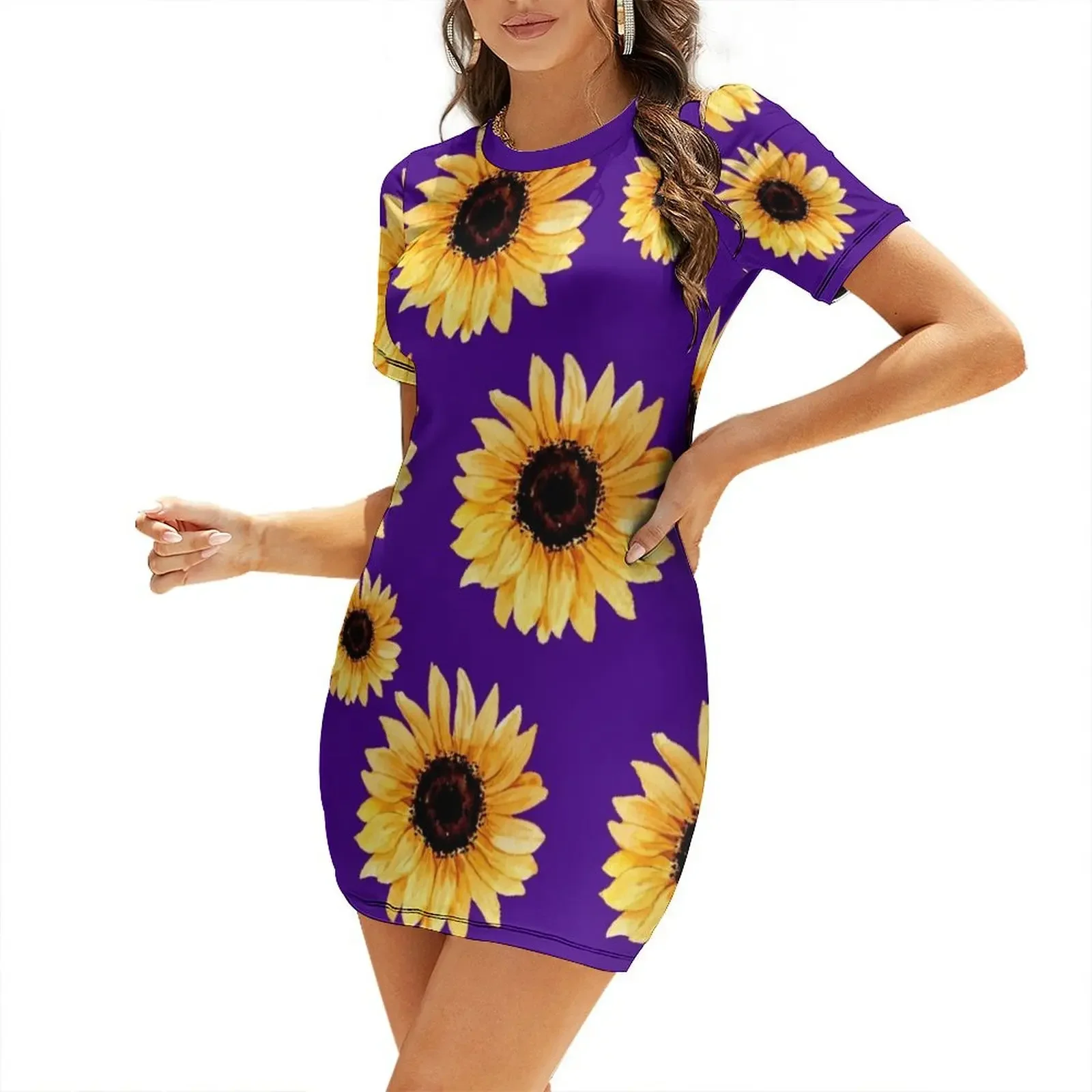 Various types of sunflowers on a purple background Short-Sleeved Dress Female dress Bride dresses birthday dress for women
Various types of sunflowers on a purple background Short-Sleeved Dress Female dress Bride dresses birthday dress for women