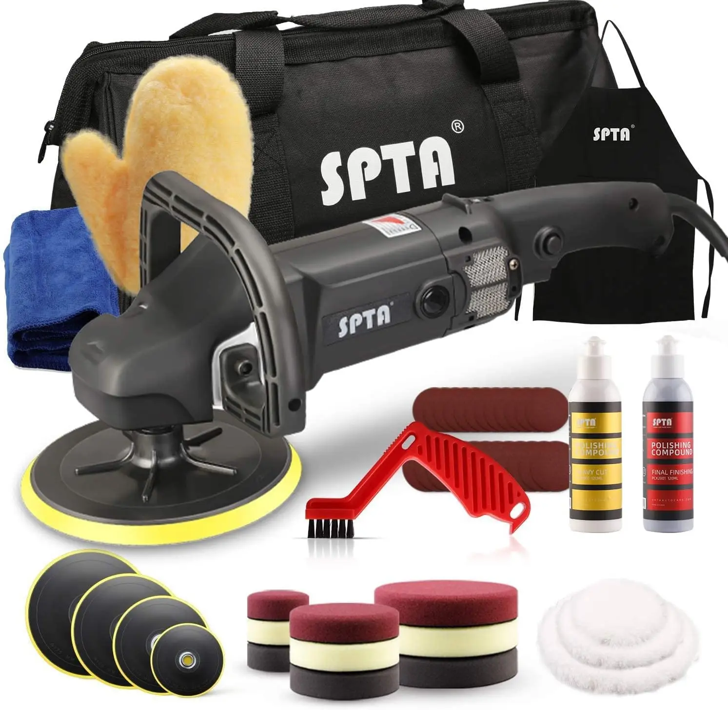 7 Inch 180mm Rotary Polisher Car Buffer with Variable Speed & 18-Piece Pad Set for Auto Detailing
7 Inch 180mm Rotary Polisher Car Buffer with Variable Speed & 18-Piece Pad Set for Auto Detailing