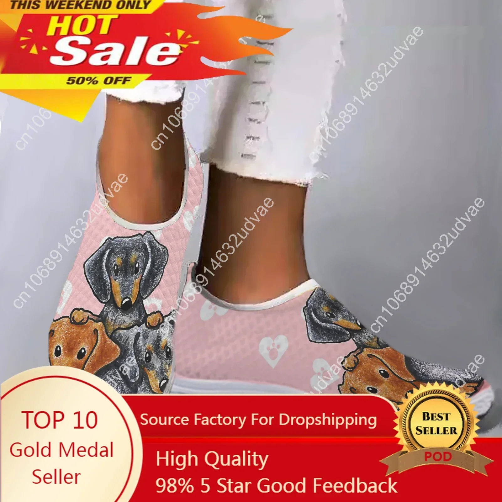 Fashion Cartoon Dachshund Print Lightweight Breathable Mesh Shoes Pink Heart Print Loafers Soft Casual Sneakers
Fashion Cartoon Dachshund Print Lightweight Breathable Mesh Shoes Pink Heart Print Loafers Soft Casual Sneakers