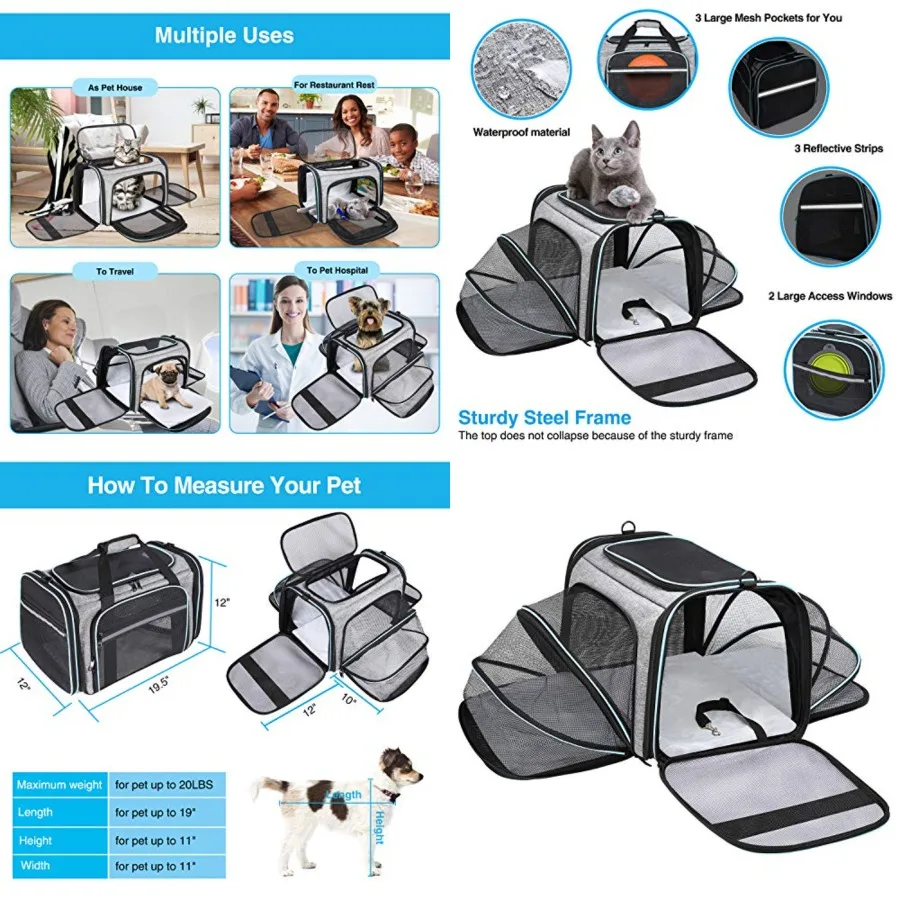 Airline Approved Portable Pet Carrier 2 Sides Expandable Soft-Sided Large Cats Carrier Collapsible Kennel Travel TSA Carrier 4
Airline Approved Portable Pet Carrier 2 Sides Expandable Soft-Sided Large Cats Carrier Collapsible Kennel Travel TSA Carrier 4