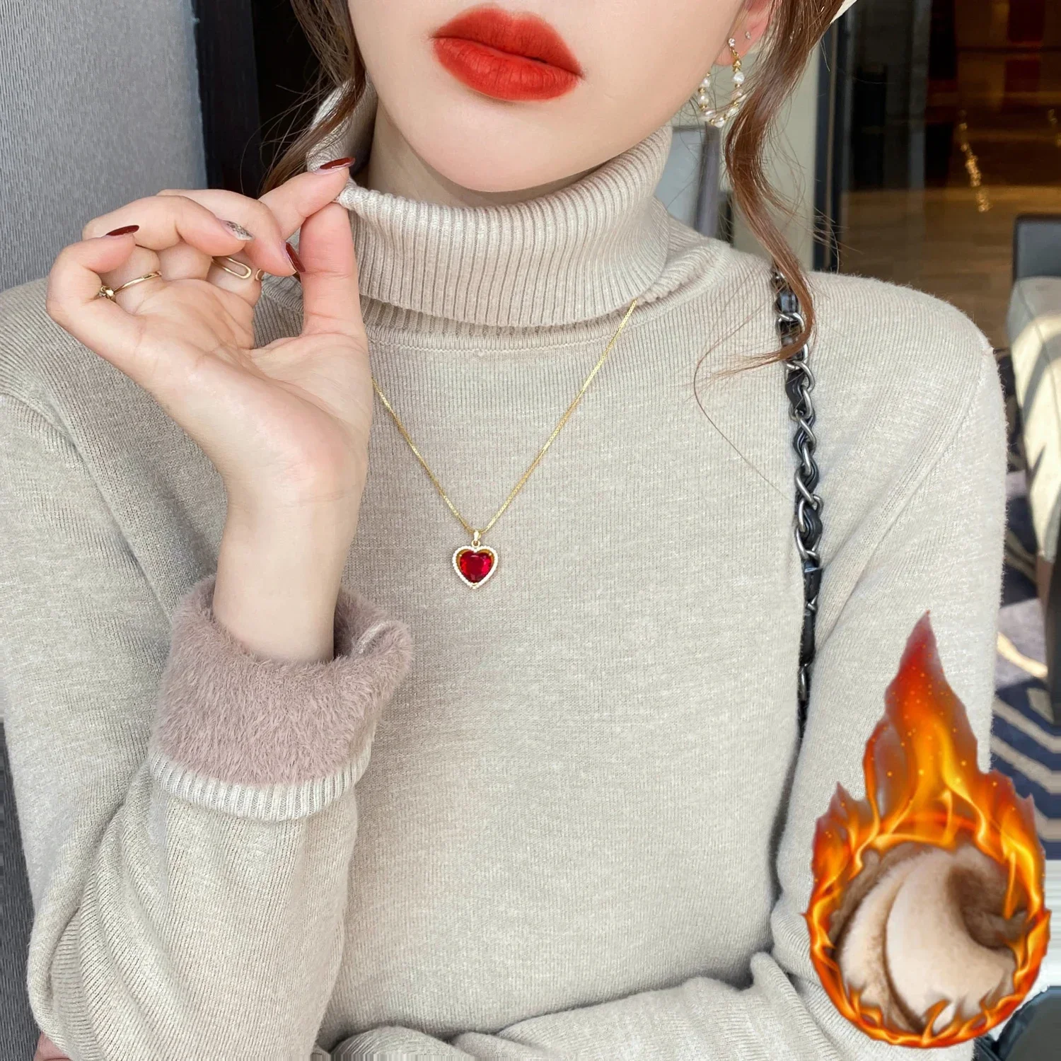 2025 Women Winter Turtleneck Sweater Elegant Thicken Velvet Lined Warm Sueter Knitted Pullover Slim Tops Jersey Knitted Jumper
2025 Women Winter Turtleneck Sweater Elegant Thicken Velvet Lined Warm Sueter Knitted Pullover Slim Tops Jersey Knitted Jumper