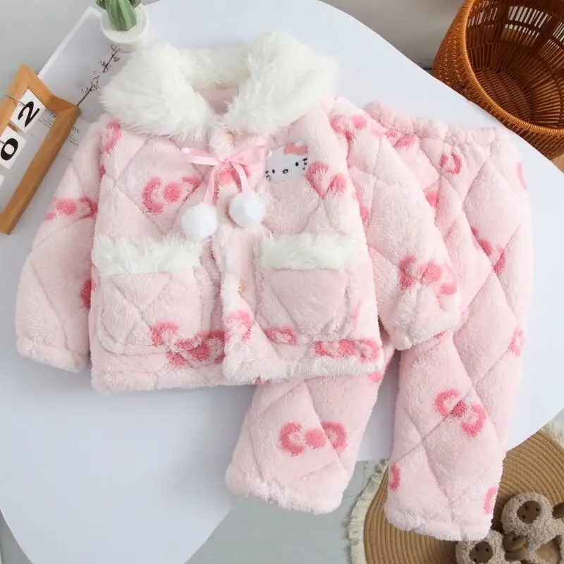 Sanrio Hello Kitty Girls Winter Flannel Pajamas Set Three Layer Cotton Padding Sweet Princess Homewear For Little Girls Cute
Sanrio Hello Kitty Girls Winter Flannel Pajamas Set Three Layer Cotton Padding Sweet Princess Homewear For Little Girls Cute