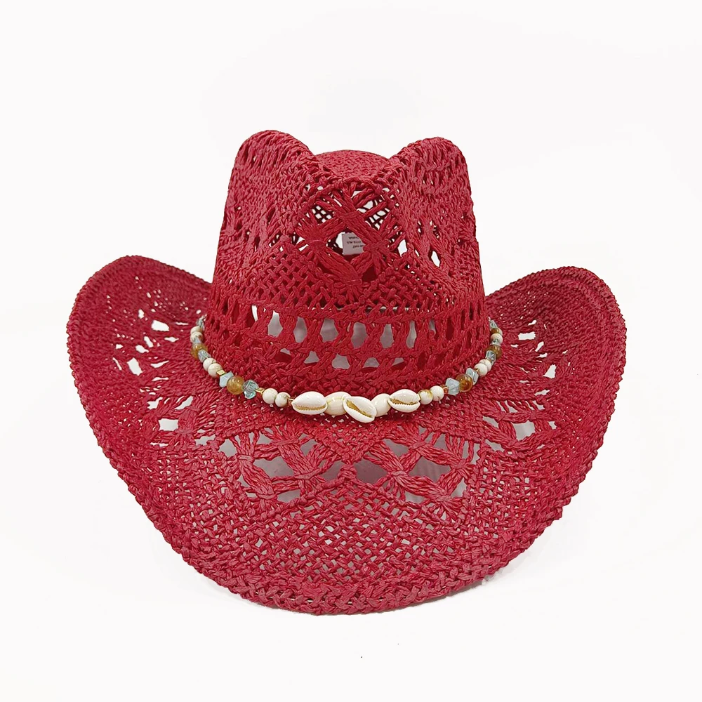 Melesh Western Women's Cowboy Hat Straw Hollow Cowboy Hat Shell Headdress Strong Plastic Wide Brim Sun Protection Beach Hat
Melesh Western Women's Cowboy Hat Straw Hollow Cowboy Hat Shell Headdress Strong Plastic Wide Brim Sun Protection Beach Hat