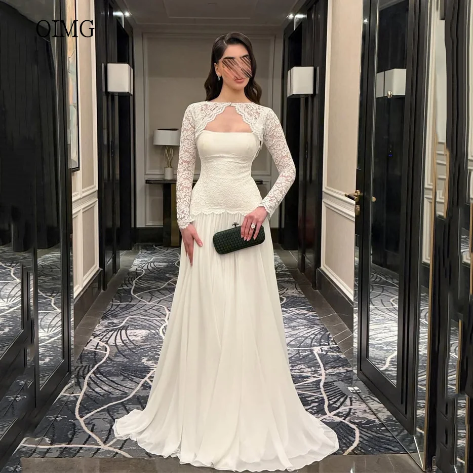 OIMG Elegant Lace Full Sleeves A Line Prom Gowns Formal Chiffon Wide Strap Party Gown Floor Length Evening Dress Customized
OIMG Elegant Lace Full Sleeves A Line Prom Gowns Formal Chiffon Wide Strap Party Gown Floor Length Evening Dress Customized