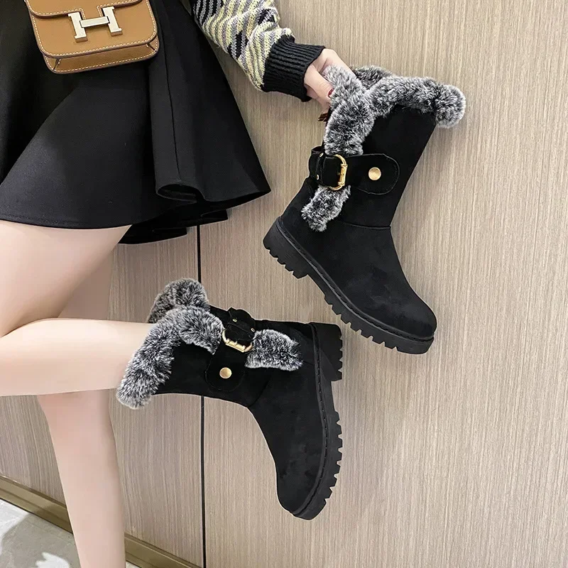 Luxury Designer Faux Suede Ankle Boots Women Winter Mid Calf Chelsea Boots Fur Shoes Warm Short Plush Flat Snow Goth Botas Mujer
Luxury Designer Faux Suede Ankle Boots Women Winter Mid Calf Chelsea Boots Fur Shoes Warm Short Plush Flat Snow Goth Botas Mujer