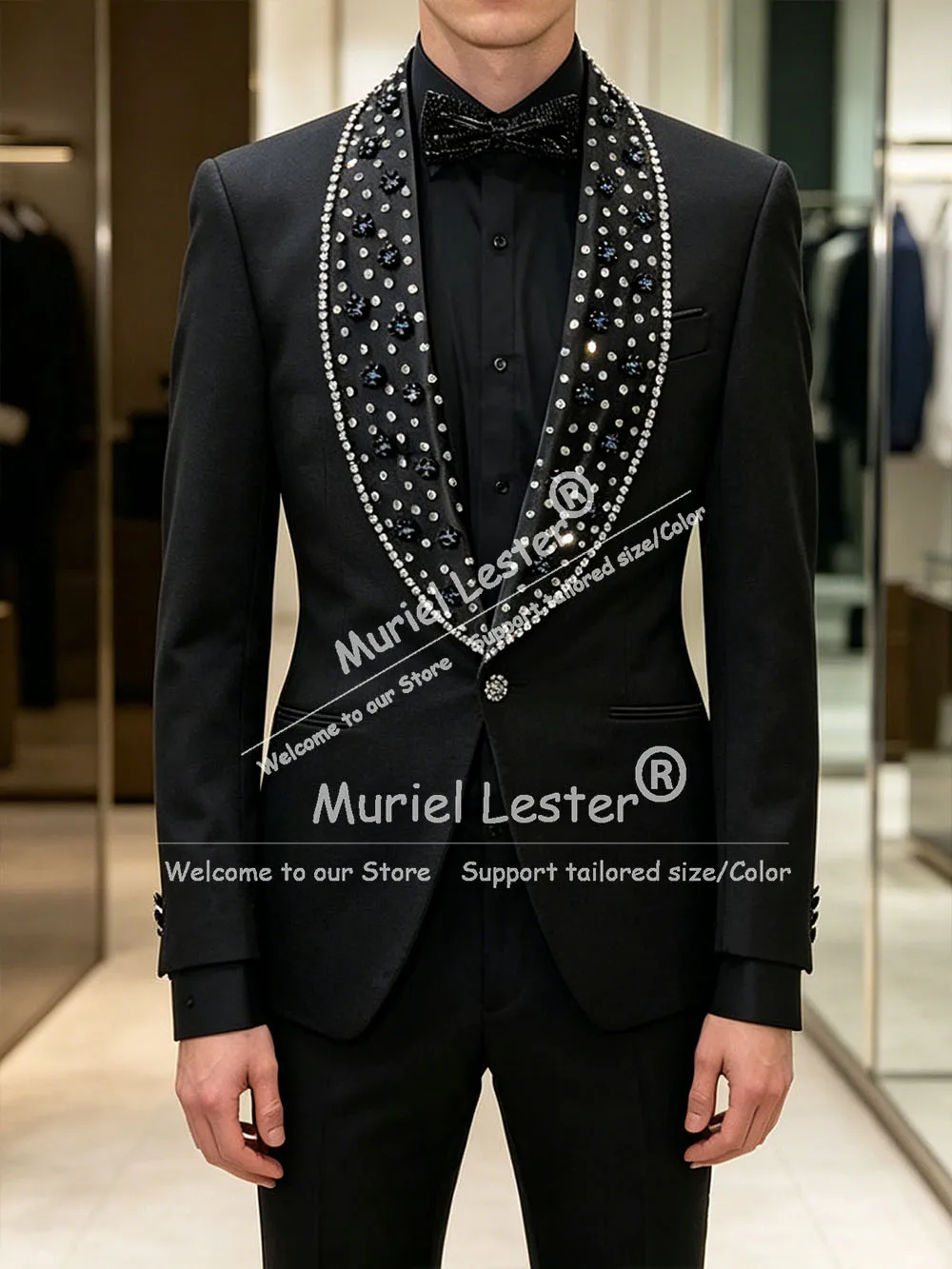 Brilliant Diamond Beaded Suit Men For Wedding Shawl Label Prom Blazer Customized 2 Piece Sets Groom Outfits Dinner Party Tuxedos
Brilliant Diamond Beaded Suit Men For Wedding Shawl Label Prom Blazer Customized 2 Piece Sets Groom Outfits Dinner Party Tuxedos