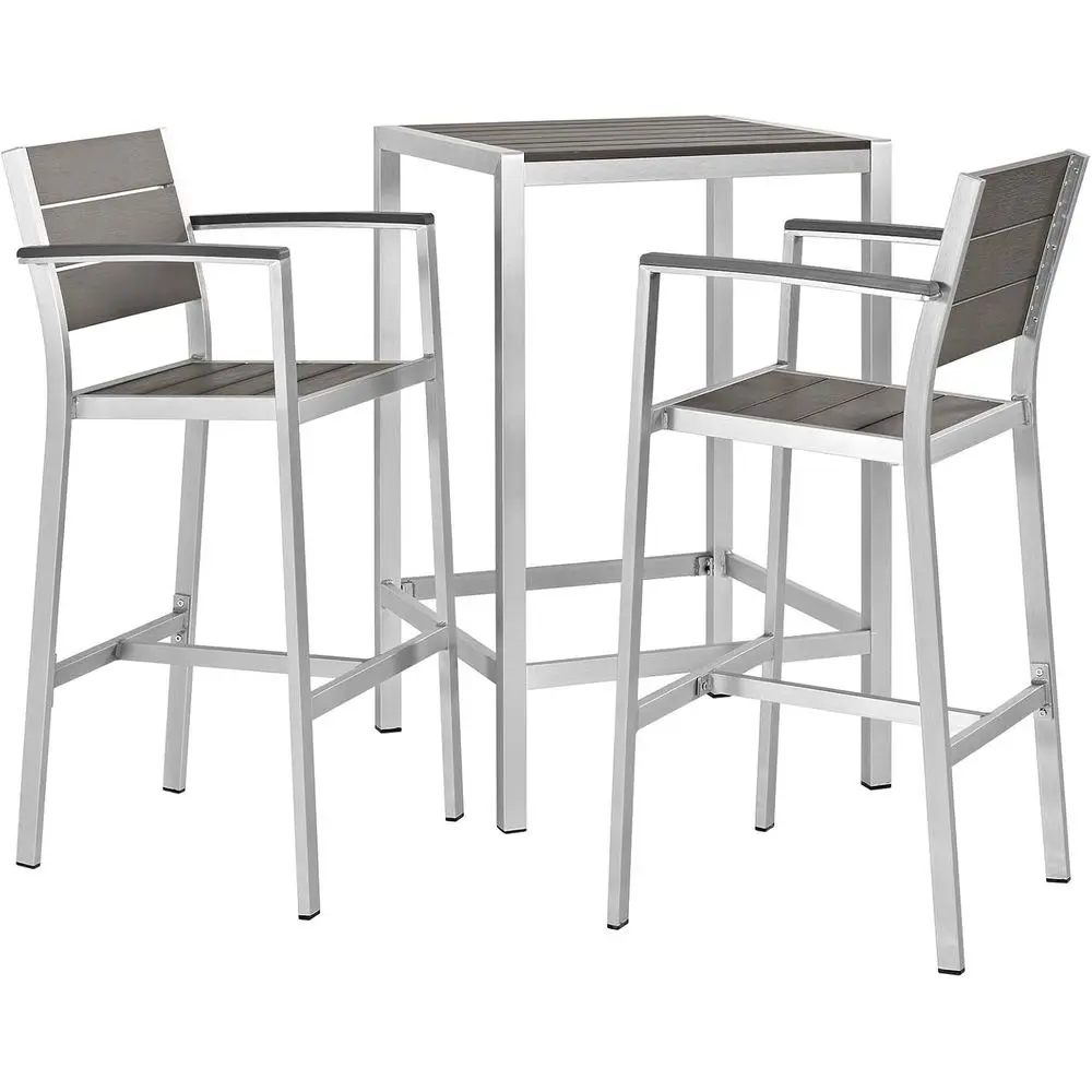3-Piece Outdoor Patio Bistro Set with 28 Bar Table and Stools in Silver Gray
3-Piece Outdoor Patio Bistro Set with 28 Bar Table and Stools in Silver Gray