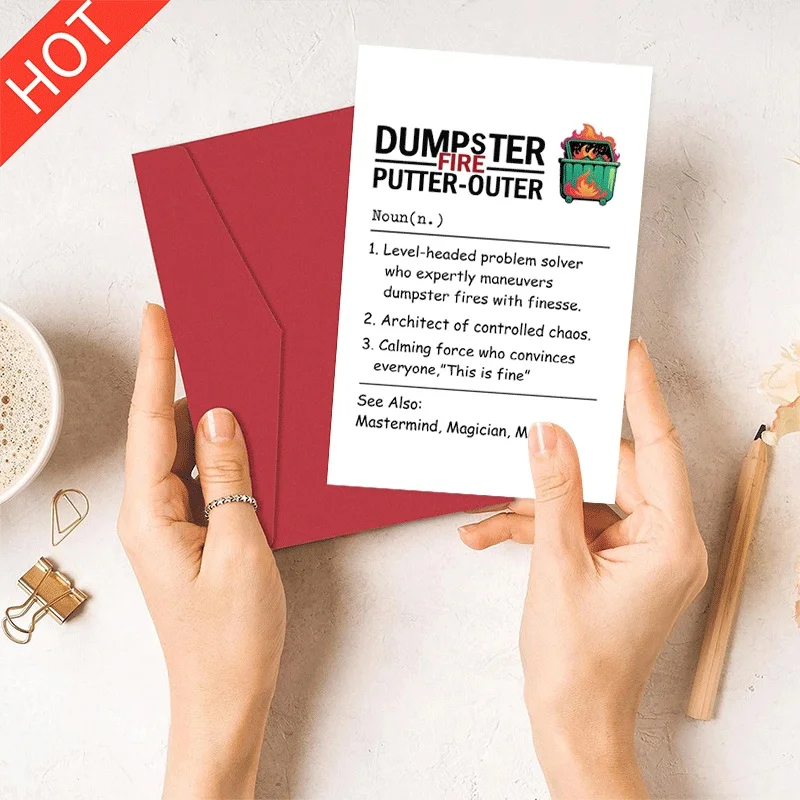 Funny Dumpster Fire Putter Outer Greeting Card, Problem Solver Mentor Appreciation Card for Coworker Friend
Funny Dumpster Fire Putter Outer Greeting Card, Problem Solver Mentor Appreciation Card for Coworker Friend
