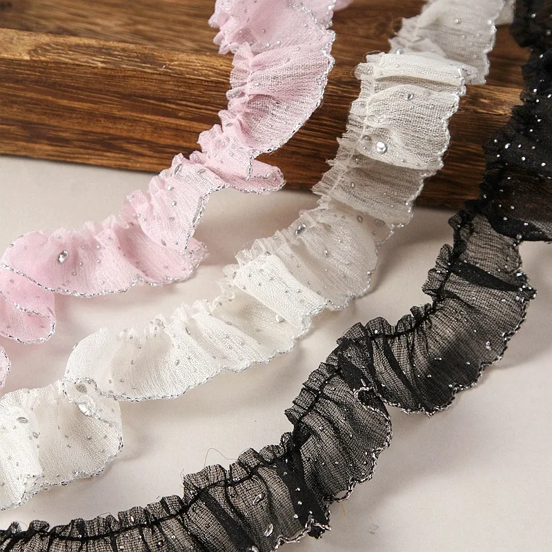 DIY 30MM Pleated Fold Silver Edge Dot Lace Ribbon Cuffed Spot Chiffon Webbing Headband for Handiwork Bow Hair Accessories Crafts
DIY 30MM Pleated Fold Silver Edge Dot Lace Ribbon Cuffed Spot Chiffon Webbing Headband for Handiwork Bow Hair Accessories Crafts