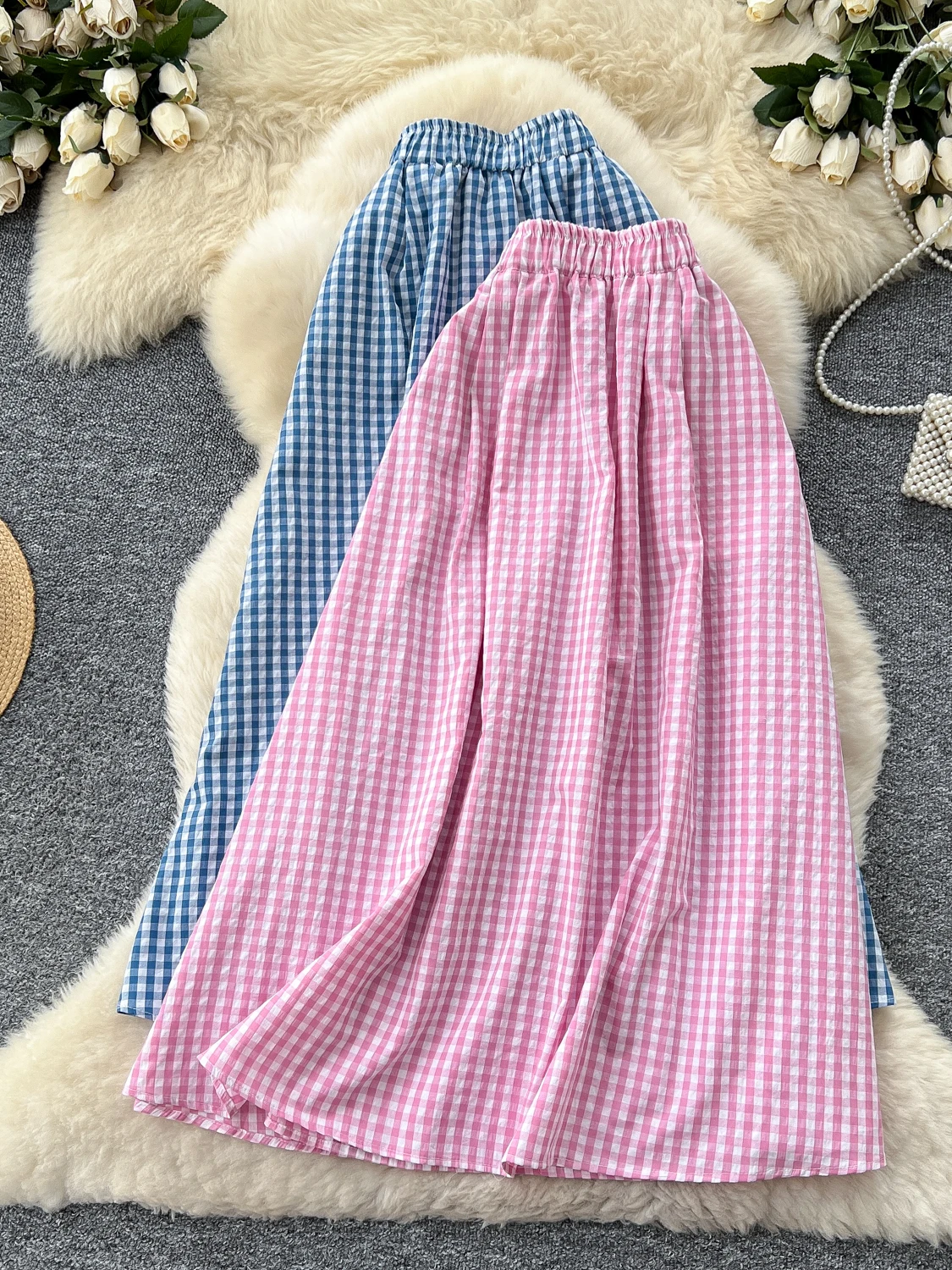 Korean Sle High Waist A-Line Plaid Skirt Women's Summer Loose Fit Lazy Sle Versatile f-length Skirt Commute Friendly
Korean Sle High Waist A-Line Plaid Skirt Women's Summer Loose Fit Lazy Sle Versatile f-length Skirt Commute Friendly