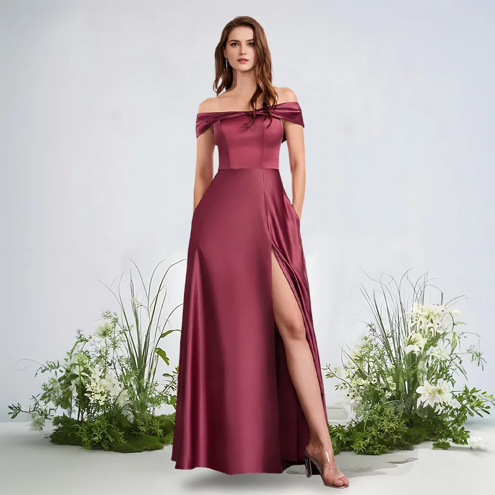 Elegant Champagne Bridesmaid Dresses Off The Shoulder Satin Floor-Length Wedding Party Dress For Women Wedding Guest Gown 2025
Elegant Champagne Bridesmaid Dresses Off The Shoulder Satin Floor-Length Wedding Party Dress For Women Wedding Guest Gown 2025