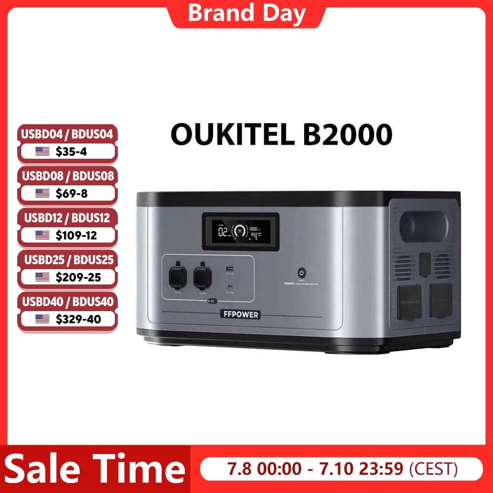 OUKITEL B2000 2048Wh LiFePO4 Expansion Battery Portable Power Station PD USB-C Output Solar Generator for BP2000 Power Supply
OUKITEL B2000 2048Wh LiFePO4 Expansion Battery Portable Power Station PD USB-C Output Solar Generator for BP2000 Power Supply