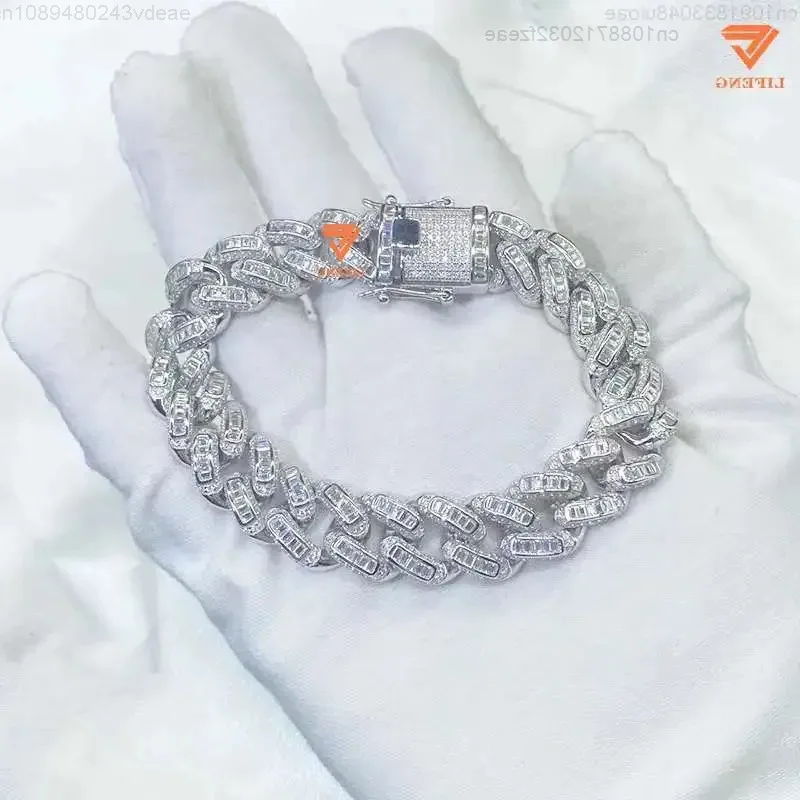 Модные ювелирные изделия, браслет-подвеска из белого золота S925, Iced Out, 14 мм, багет VVS, муассанит, хип-хоп, кубинский браслет-цепочка для мужчин
Модные ювелирные изделия, браслет-подвеска из белого золота S925, Iced Out, 14 мм, багет VVS, муассанит, хип-хоп, кубинский браслет-цепочка для мужчин