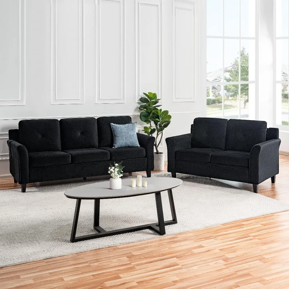 Button Tufted Sofa &Loveseat Black Modern Sofa Set - Microfiber Living room sets for Small Spaces Sofa Cama para Sala Modernos
Button Tufted Sofa &Loveseat Black Modern Sofa Set - Microfiber Living room sets for Small Spaces Sofa Cama para Sala Modernos