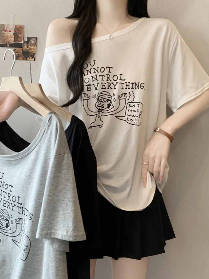 plus Size Women's Korean Style Letter Print Short Sleeve T-Shirt Loose Fit Summer Casual Top Slimming Design round Neck
plus Size Women's Korean Style Letter Print Short Sleeve T-Shirt Loose Fit Summer Casual Top Slimming Design round Neck