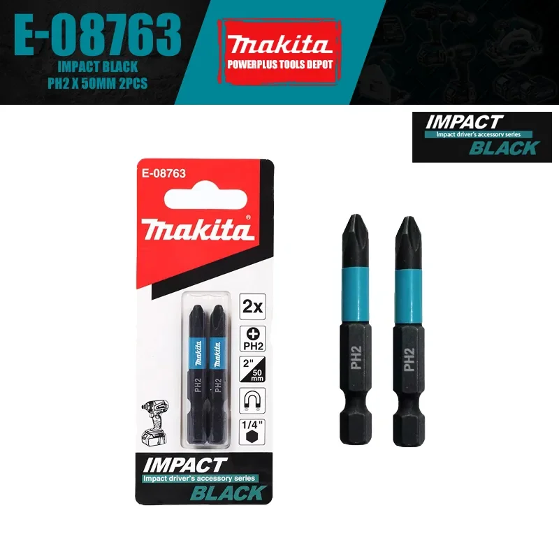 Makita E-08763 PH2 Impact Drill Bits Set 50mm 1/4" 2 Pieces Magnetic Phillips Screwdriver Head Drill Bit Tool Accessories
Makita E-08763 PH2 Impact Drill Bits Set 50mm 1/4" 2 Pieces Magnetic Phillips Screwdriver Head Drill Bit Tool Accessories