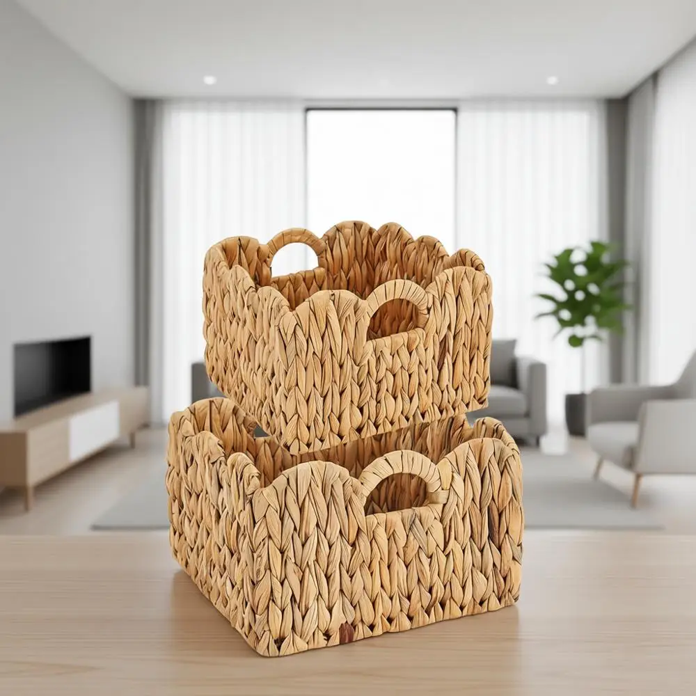 Handwoven Natural Water Hyacinth Storage Baskets with Handles, 11x11x7 & 9.45x9.45x6.5 (Large & Medium)
Handwoven Natural Water Hyacinth Storage Baskets with Handles, 11x11x7 & 9.45x9.45x6.5 (Large & Medium)
