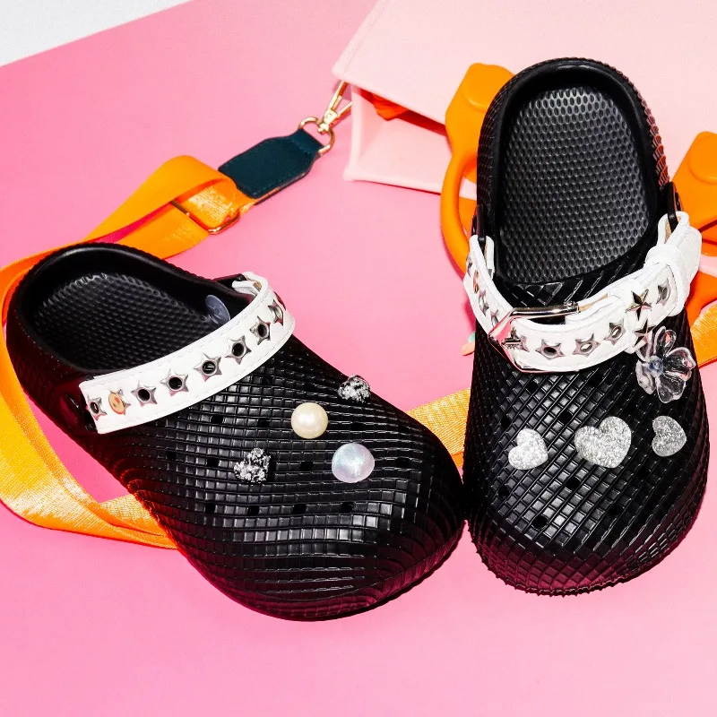 Black Rhinestone Heart Pearl Decor Star Buckle EVA Platform Clogs Women, Soft Non-slip Summer Daily Fashion Casual Shoes
Black Rhinestone Heart Pearl Decor Star Buckle EVA Platform Clogs Women, Soft Non-slip Summer Daily Fashion Casual Shoes
