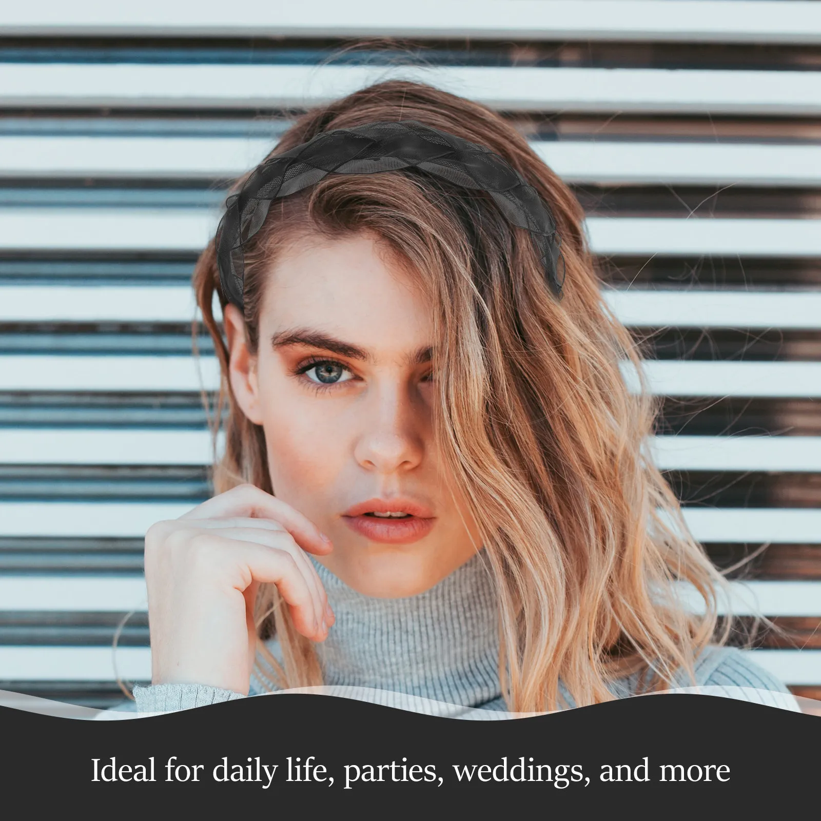 Стильная черная широкая повязка на голову для женщин, эластичный ободок для волос с сеткой, изящный женственный дизайн, идеально подходит для свадебных торжеств и повседневной носки.
Стильная черная широкая повязка на голову для женщин, эластичный ободок для волос с сеткой, изящный женственный дизайн, идеально подходит для свадебных торжеств и повседневной носки.