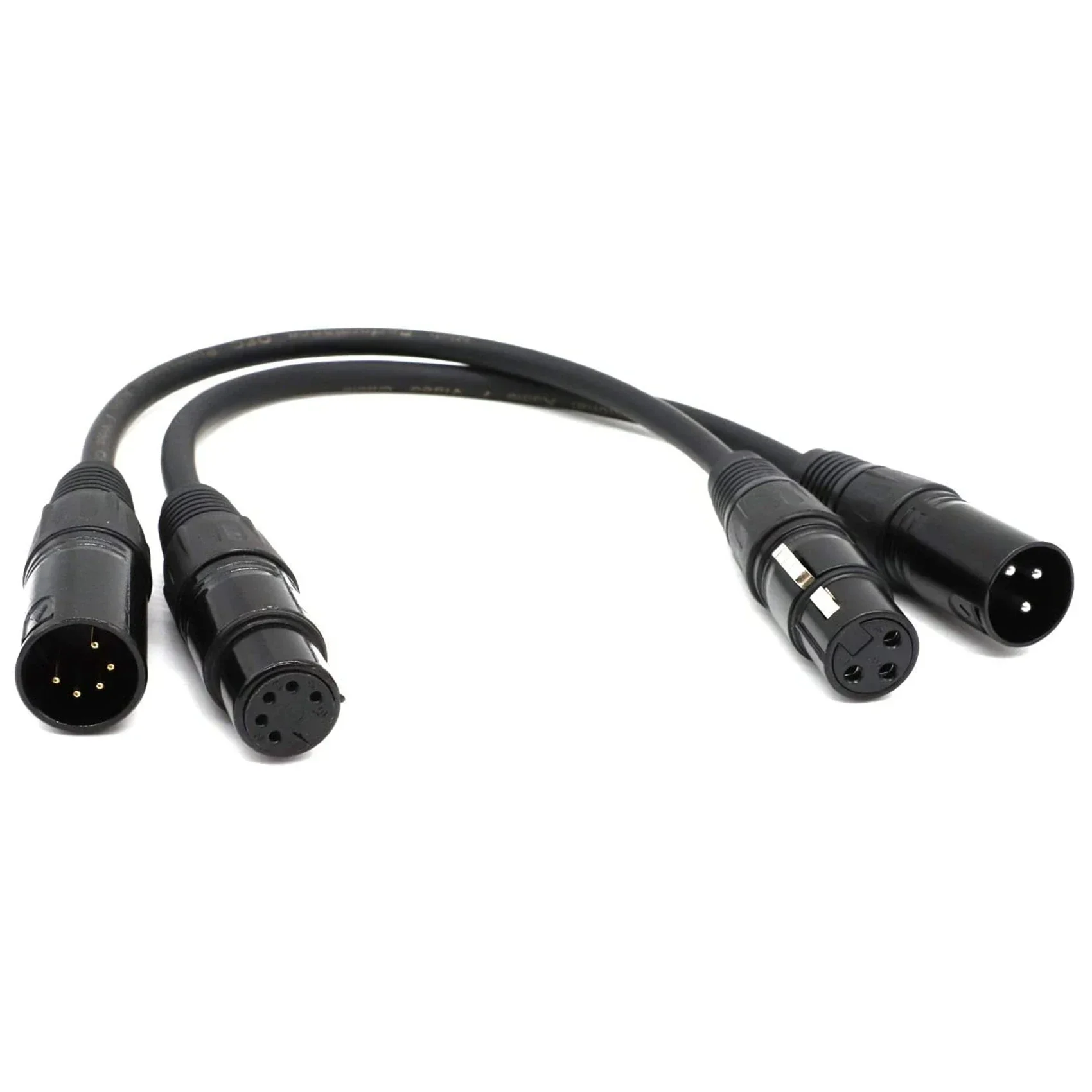 XLR 3 Pin Male to 5 Pin Female Audio Cable for DMX Lighting and Microphone Connections
XLR 3 Pin Male to 5 Pin Female Audio Cable for DMX Lighting and Microphone Connections