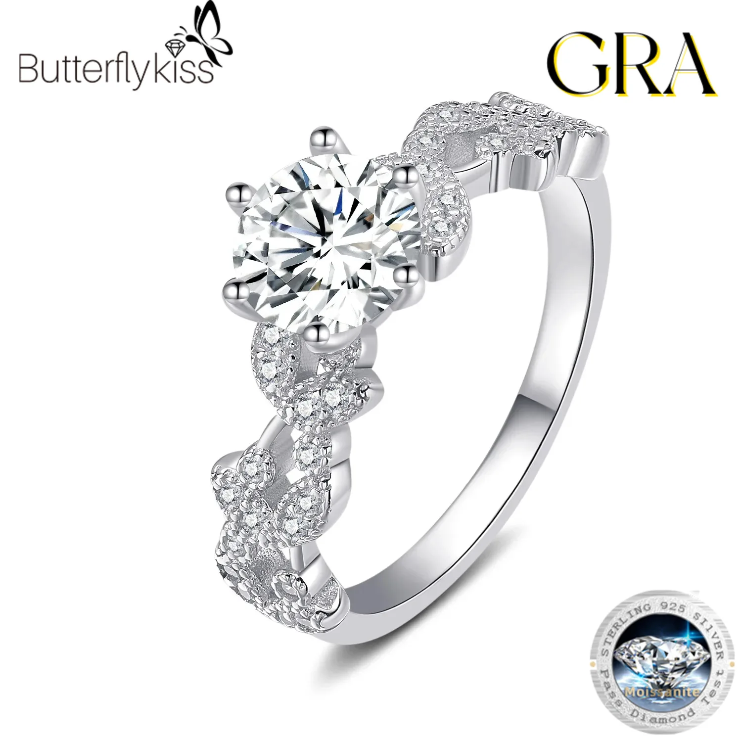 Butterflykiss 925 Sterling Silver 1CT Moissanite Ring For Women Perfect Cutting Wedding Bridal Fine Party Jewelry Christmas Gift
Butterflykiss 925 Sterling Silver 1CT Moissanite Ring For Women Perfect Cutting Wedding Bridal Fine Party Jewelry Christmas Gift